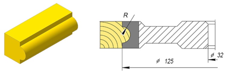 Фреза насадная радиусная по дереву для скругления кромки (штап). 