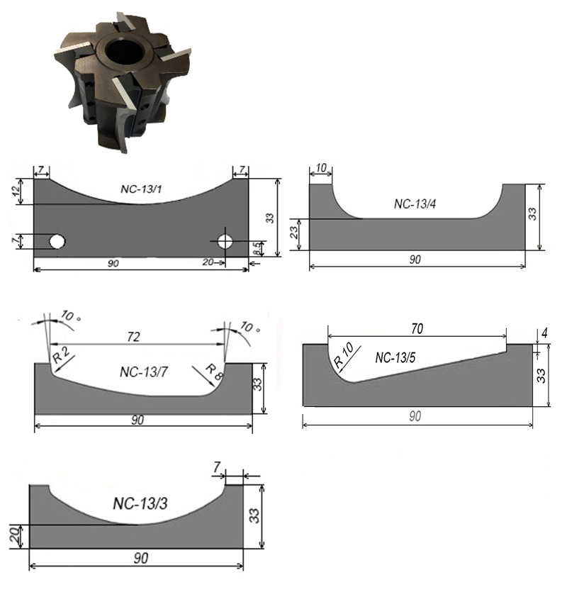Комплект сменных ножей для фрезы С-13, С-14 для наличников.