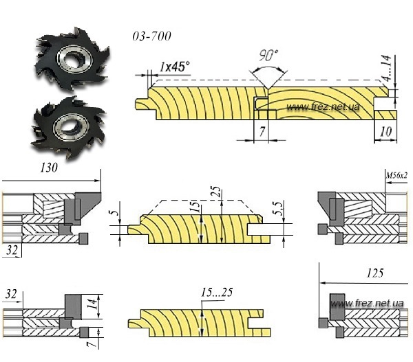 Фрезы для Вагонки, доски пола, блок-хауса, имитации бруса, паркета В-15-24мм. Универсальный комплект твердосплавных фрез. 