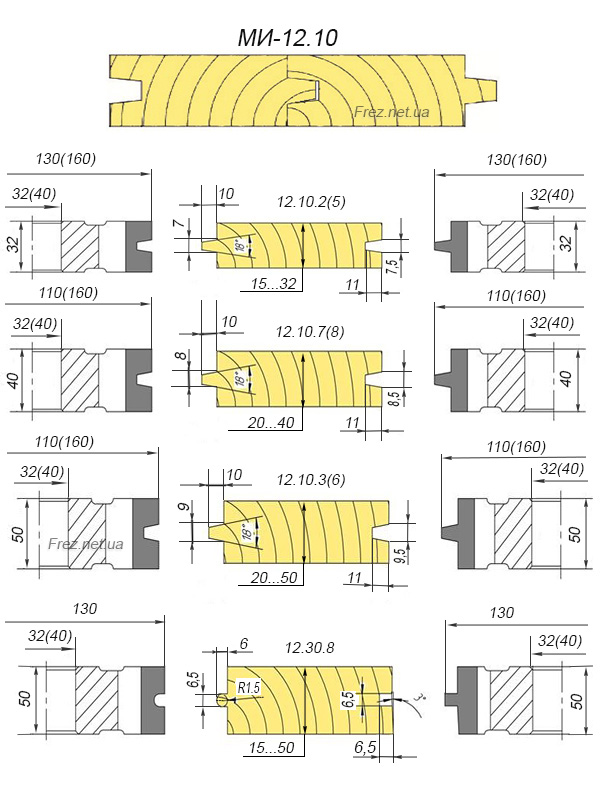 Комплект фрез для половой доски (Шип-Паз трапеция с термошвом В-22-50мм.