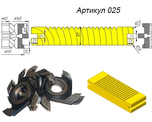 Фрезы для скругления боковых кромок террасной доски (комплект) R-2.5 мм.